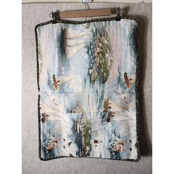 Sailboats and Islands Heavy Green Rope Border STANDARD Pillow Shams - set of 2 - Picture 2 of 8